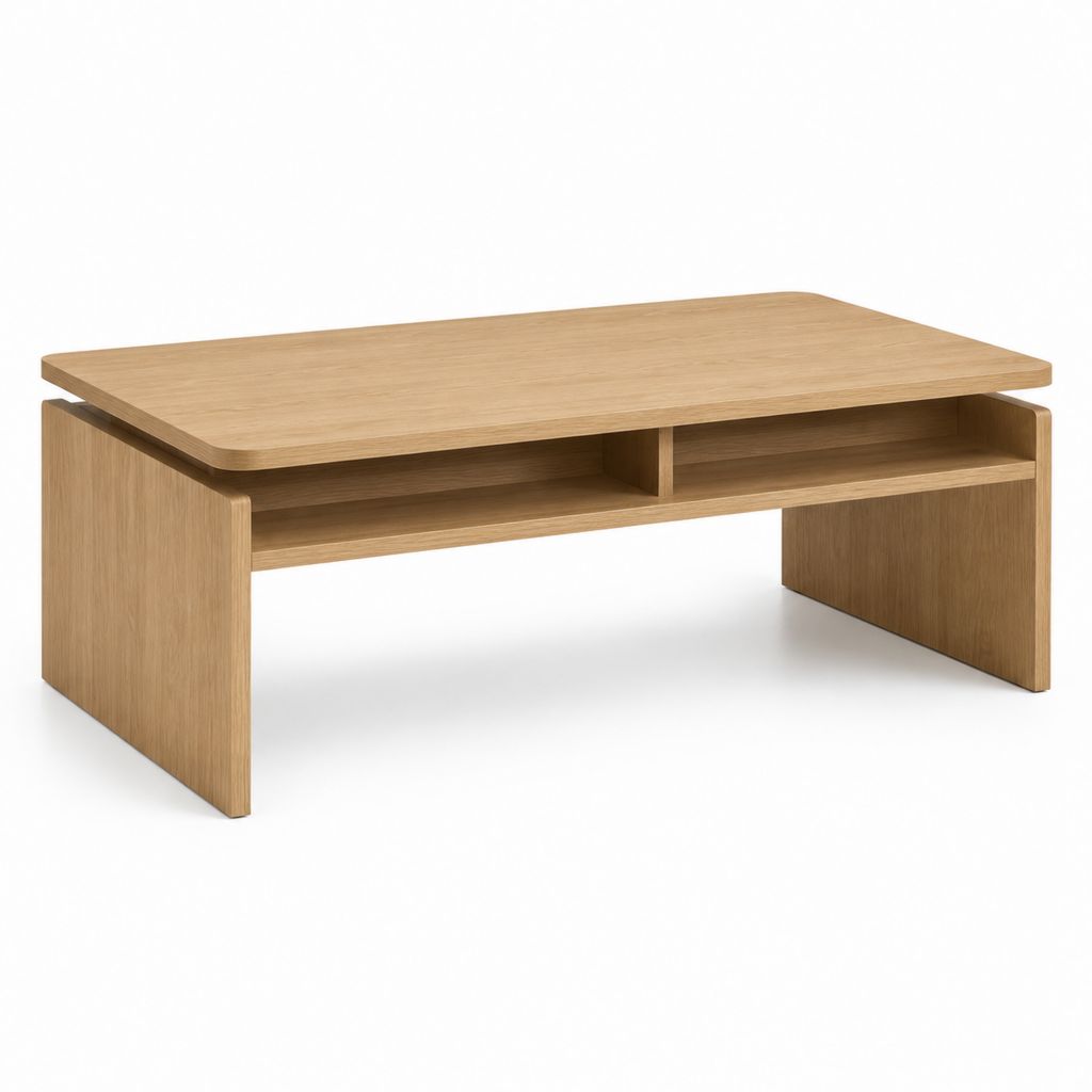 Couchtisch mit Ablagefach Eichenfurnier rechteckig 100 x 60 x 45 cm