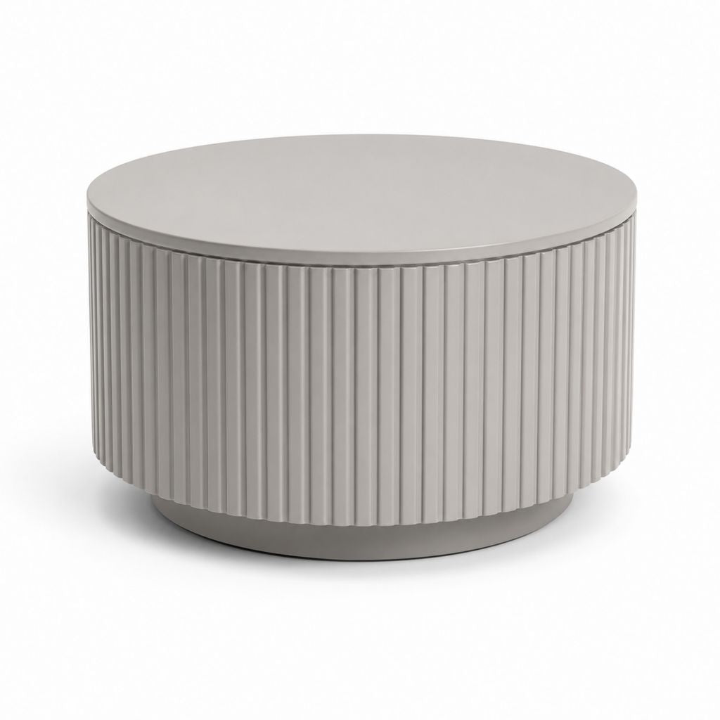 Couchtisch Grau MDF rund geriffelt Ø 80 cm Höhe 40 cm