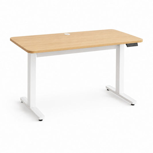 Elektrisch höhenverstellbarer Schreibtisch Eiche Hell Spanplatte Stahl Rechteckig 120 x 60 cm