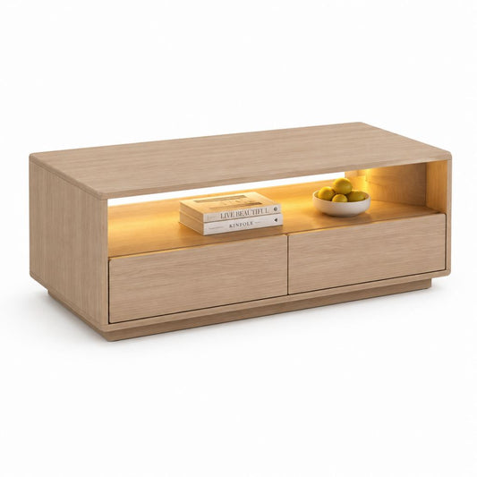 Couchtisch mit LED-Beleuchtung Eichenfurnier MDF rechteckig 120 x 60 x 45 cm
