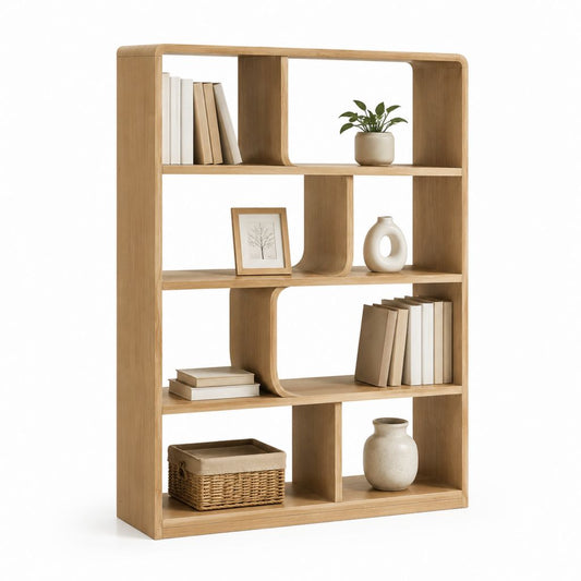 Bücherregal Eichefarben aus MDF mit 8 offenen Fächern 80 x 30 x 180 cm