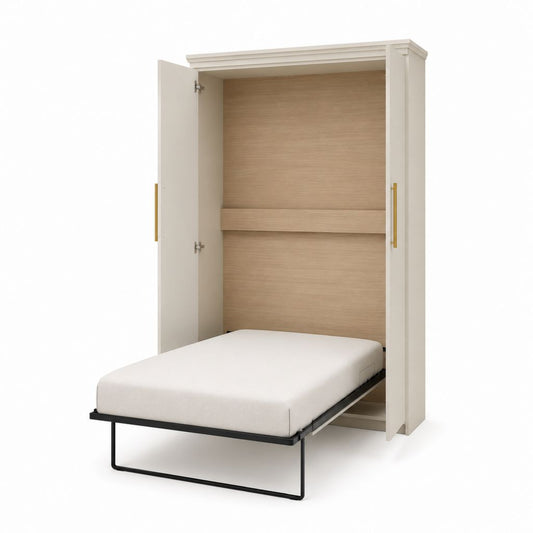 Schrankbett Klappbett Creme MDF rechteckig 90 x 200 cm
