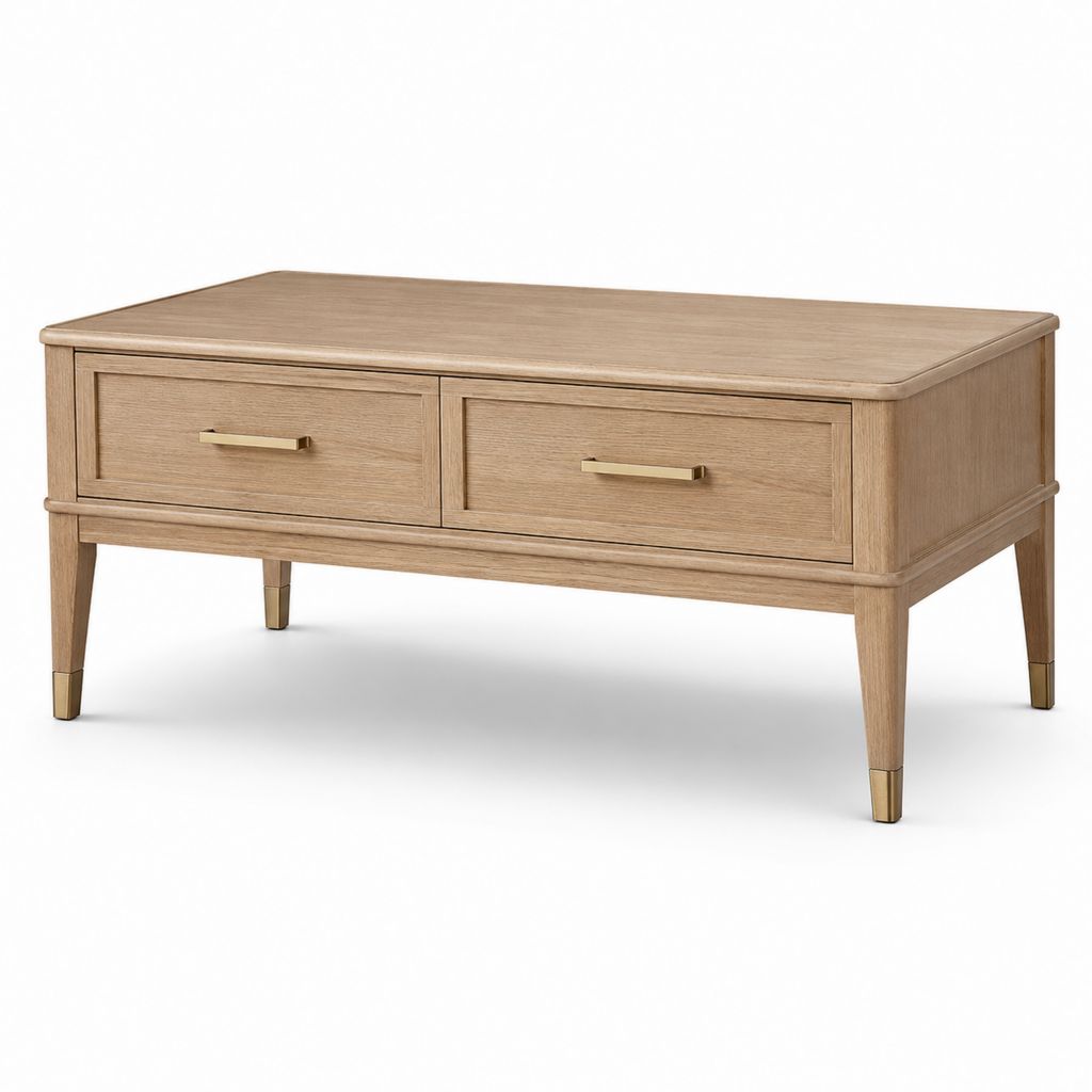 Couchtisch mit 2 Schubladen Eichenfurnier rechteckig 120 x 60 x 45 cm