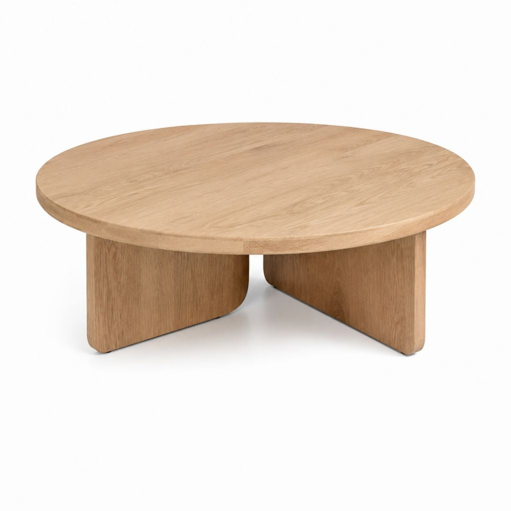 Couchtisch Eiche natur furnierte MDF-Platte rund Ø 80 cm Höhe 35 cm