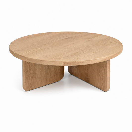 Couchtisch Eiche natur furnierte MDF-Platte rund Ø 80 cm Höhe 35 cm