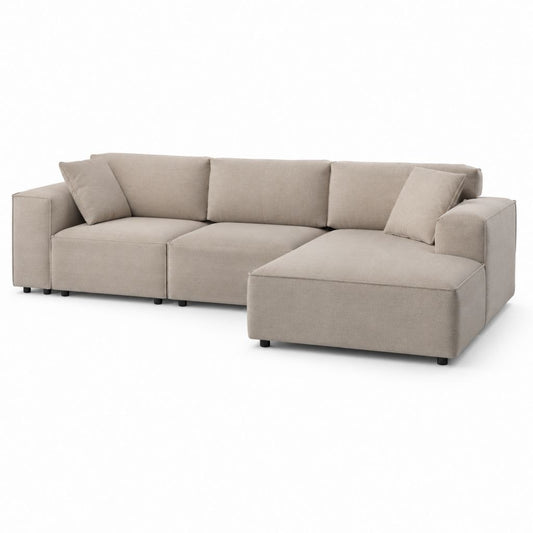 Modulares Ecksofa mit Recamiere rechts Beige Polyester 280 x 165 x 85 cm