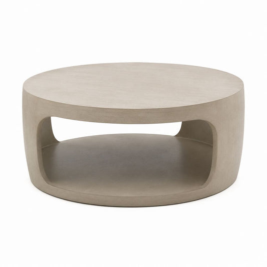 Couchtisch rund Hellgrau MDF mit Eichenoptik Ø 80 cm Höhe 35 cm