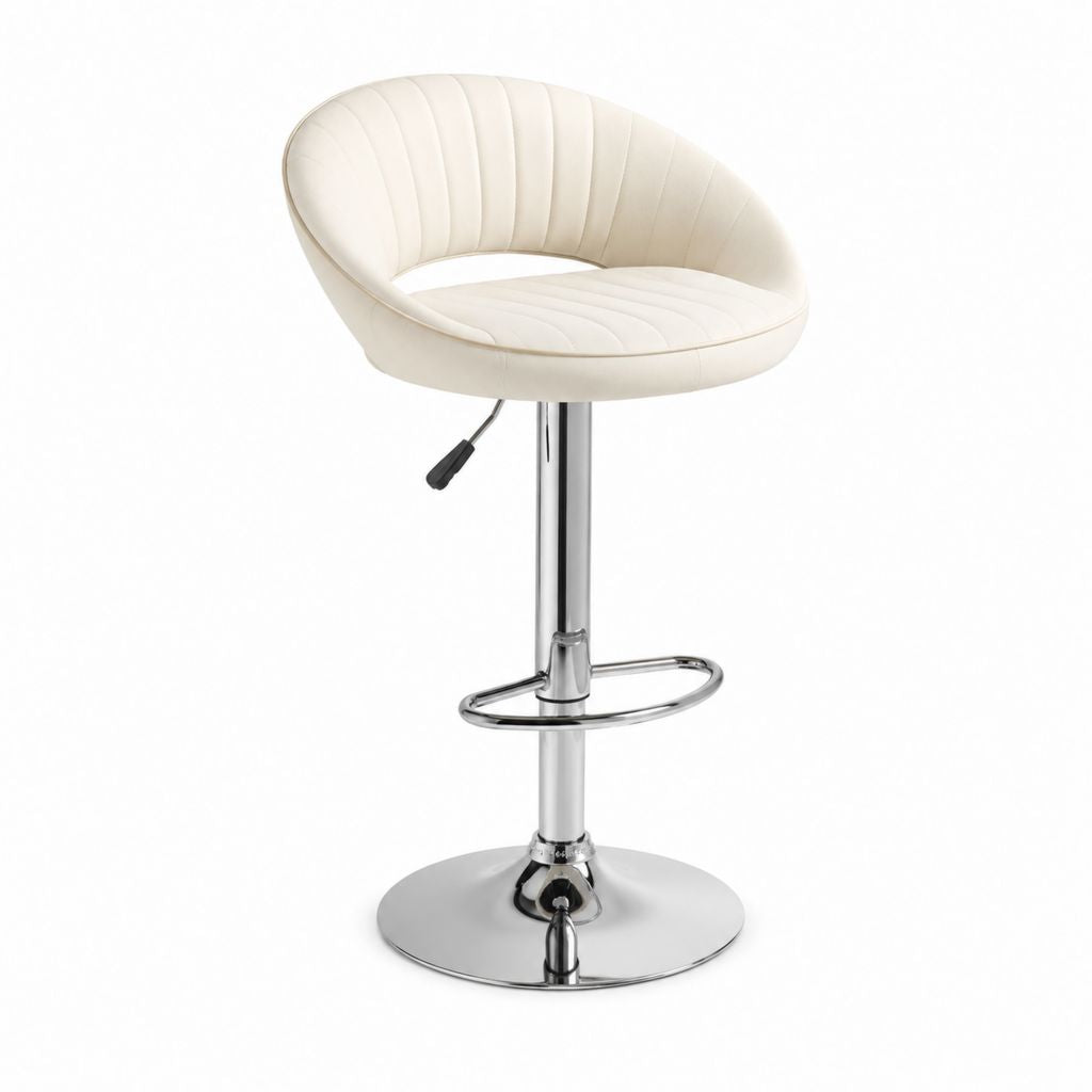 Barhocker Weiß mit PU-Kunstleder Rund 51 x 50 x 90-111 cm Höhenverstellbar