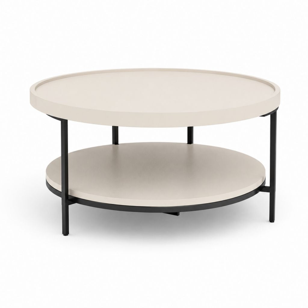 Runder Couchtisch Beige MDF Stahl 80 x 80 x 45 cm