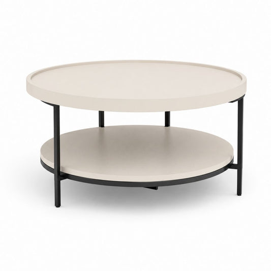 Runder Couchtisch Beige MDF Stahl 80 x 80 x 45 cm