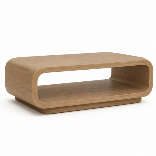 Couchtisch Eichenfurnier MDF rechteckig abgerundet 100 x 60 x 35 cm